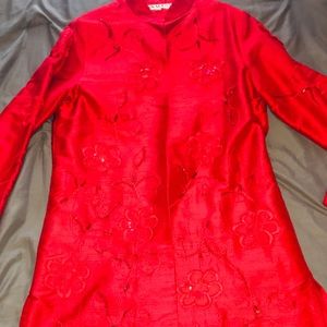 Vintage 100% Silk Made in India Red Kimono